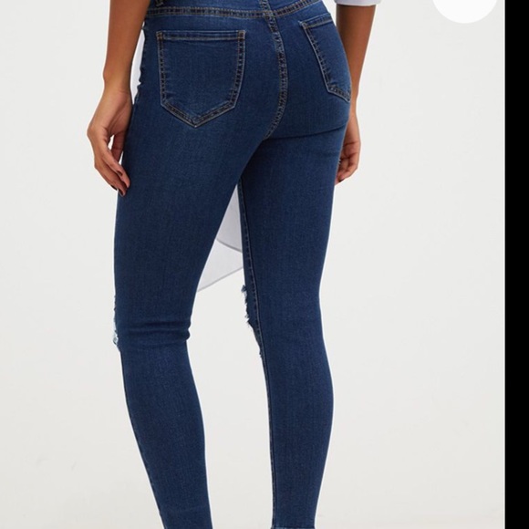 Prettylittlething high waist distress skinny jeans - Picture 4 of 8